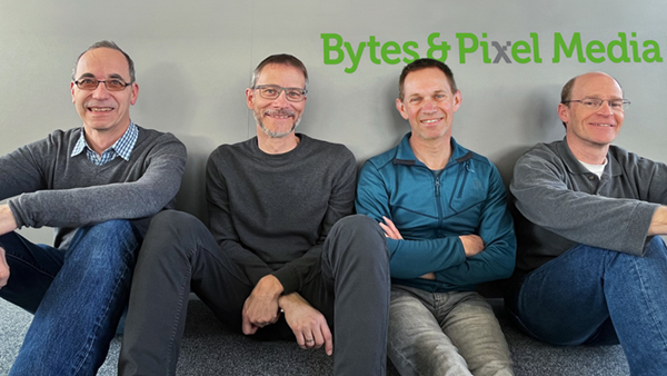 Das Team von Bytes & Pixel Media mit Walter Randelshofer, Werner Betschart, Reto Bättig und Paul Huwiler.
